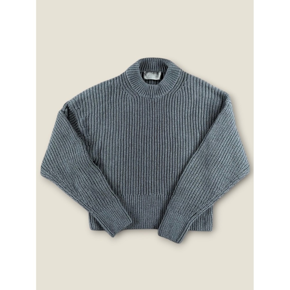Everlane Organic Cotton Chunky Crew Sweater Gray Cropped Knit S F-SWTR-CTN-CHNK